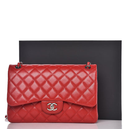 Chanel Caviar Quilted Jumbo Double Flap Red 10 of 10