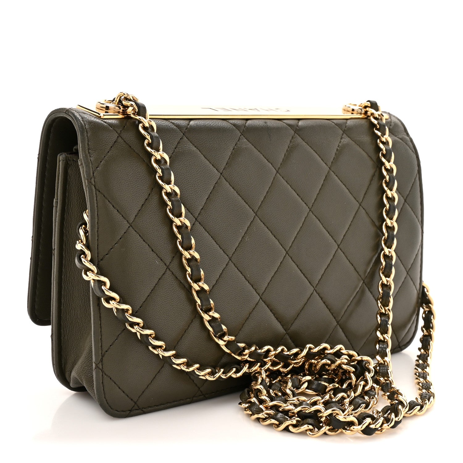 Chanel Lambskin Quilted Trendy CC Wallet On Chain WOC Green 3 of 17
