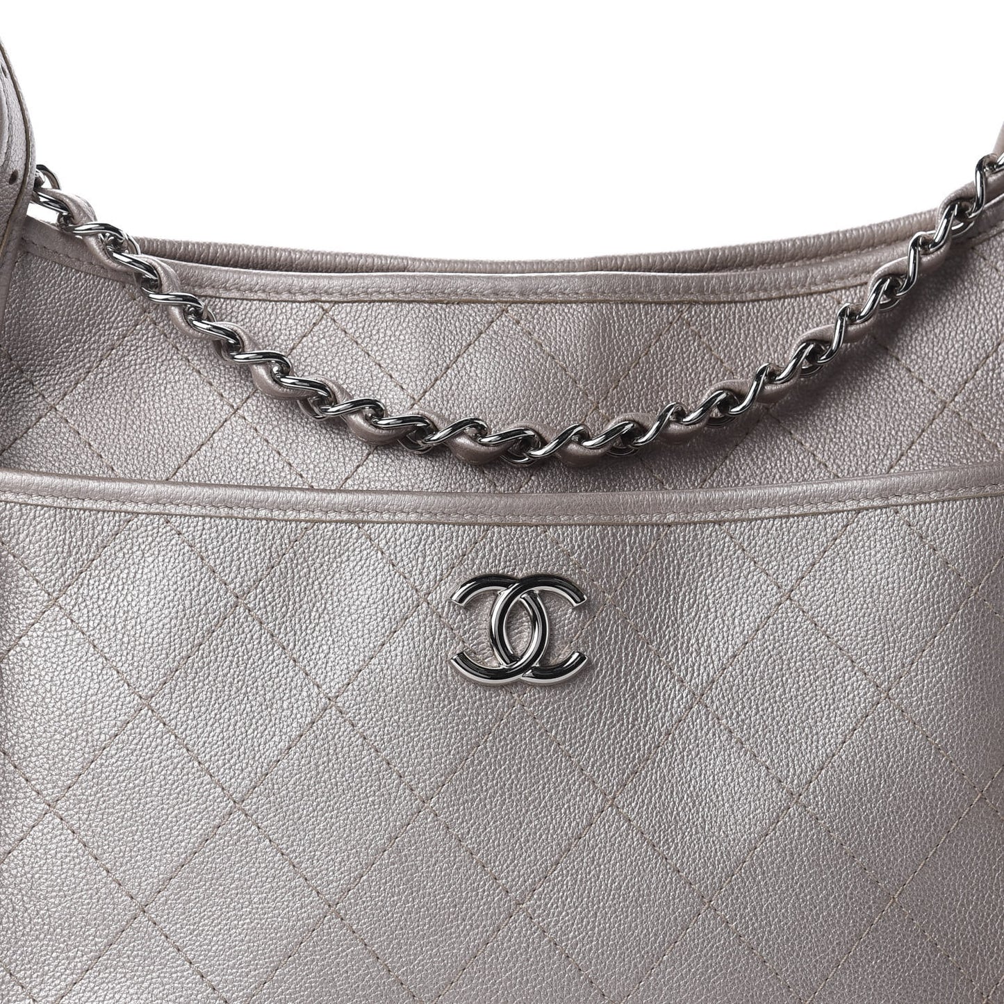 Metallic Calfskin Quilted Jungle Stroll Hobo Gold
