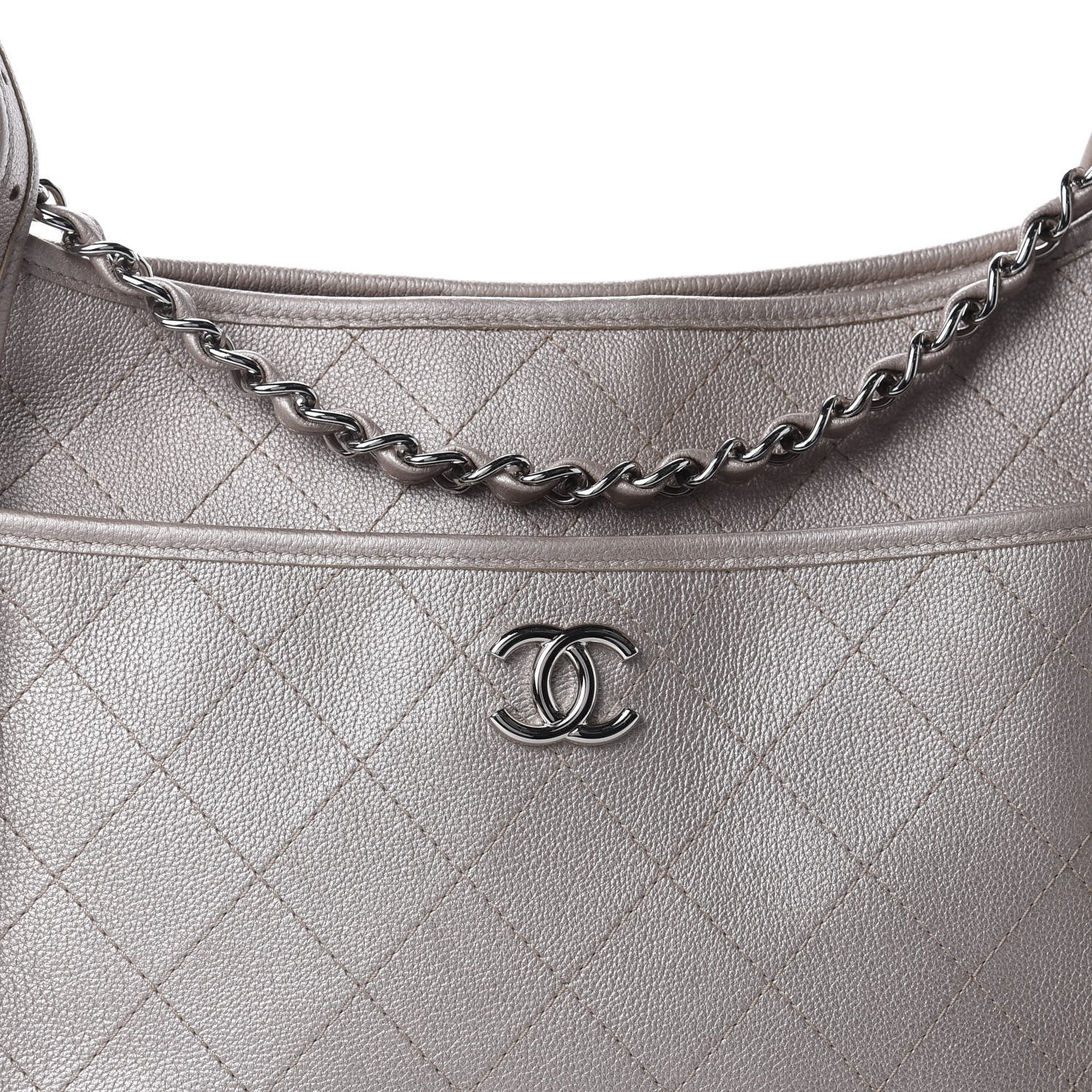 Chanel Metallic Calfskin Quilted Jungle Stroll Hobo Gold 10 of 10