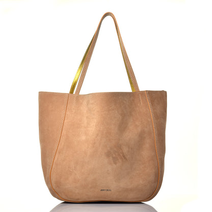 Jimmy Choo Metallic Nappa Suede Stevie Reversible Tote Saffron Caramel 2 of 17