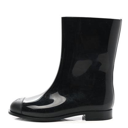 Chanel Rubber Rain Boots 38 Black 1 of 9