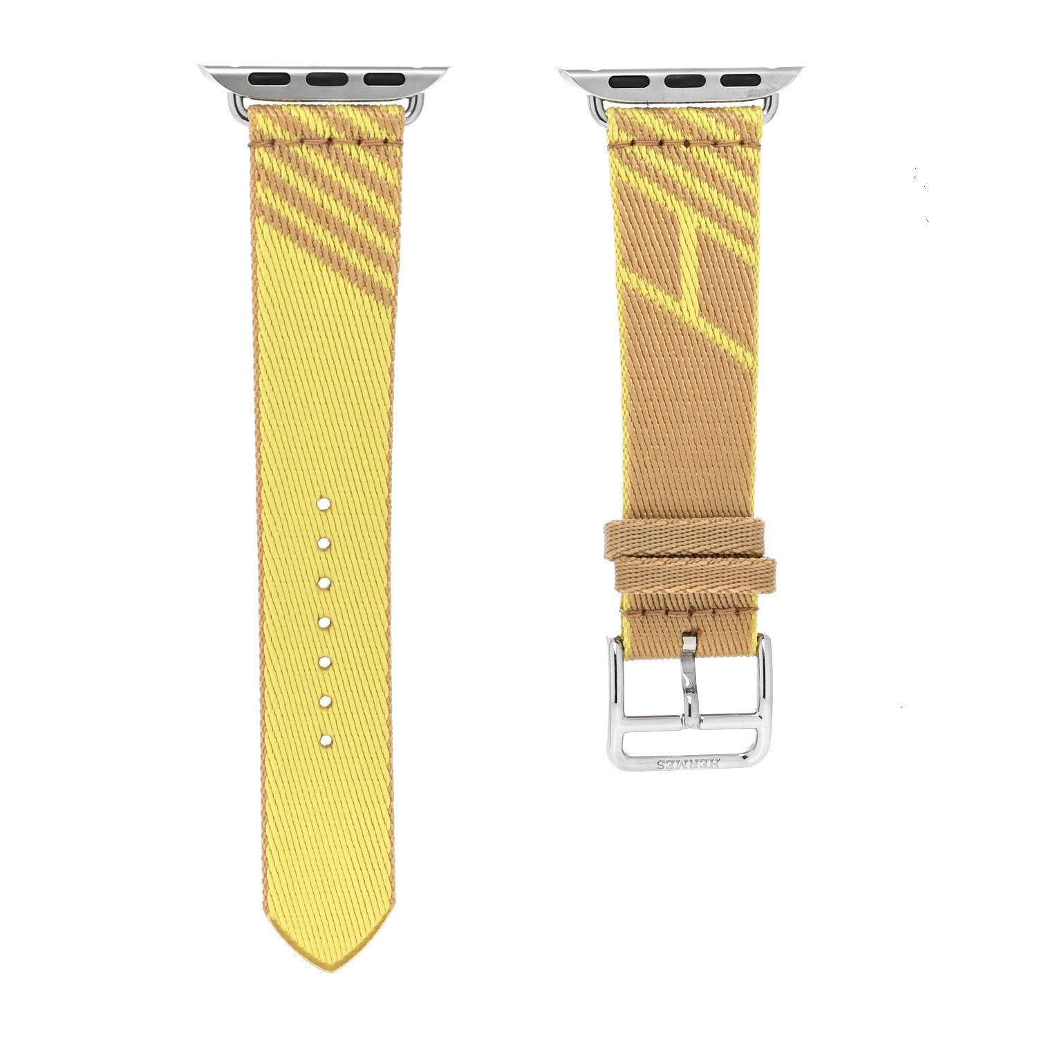 Hermes Nylon Weave 41mm H Vibration Jumping Watch Single Tour Band Kraft Lime 1 of 3
