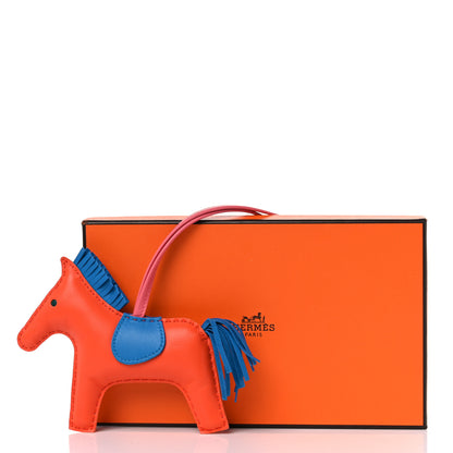 Hermes Milo Lambskin Grigri Rodeo Horse Bag Charm MM Orange Poppy Bleu Izmir Rose Azalee 4 of 4