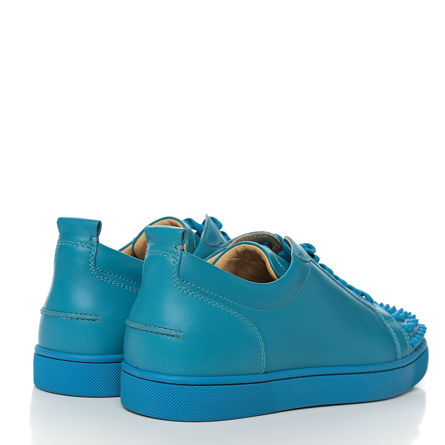 Calfskin Mens Louis Junior Spikes Flat Sneakers 41 Turquoise