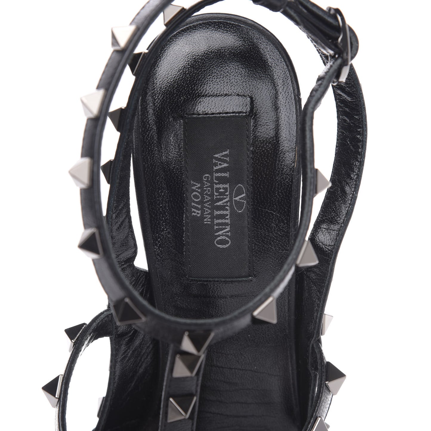 Nappa Rockstud Ankle Strap Pumps 38.5 Black