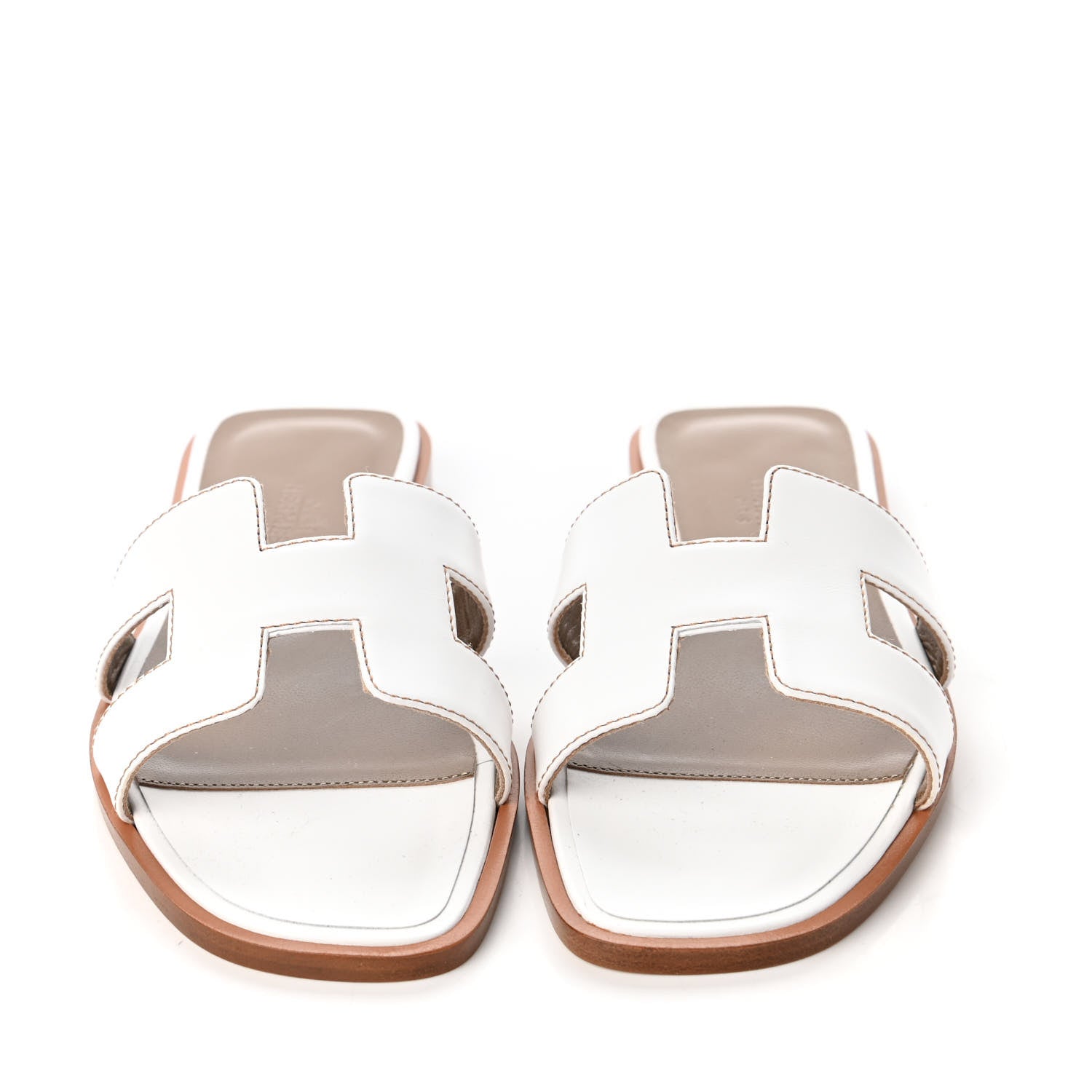 Hermes Box Calfskin Oran Sandals 35 White 2 of 9