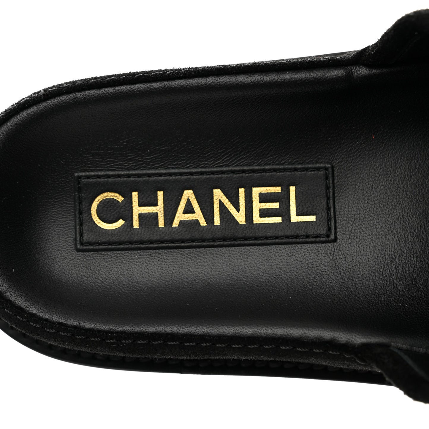 Calfskin Hair Suede Shearling CC Mules 37.5 Black
