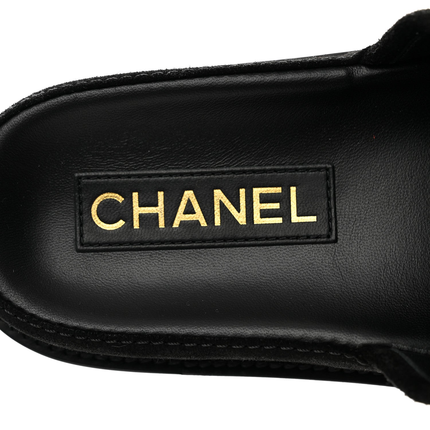 Chanel Calfskin Hair Suede Shearling CC Mules 37.5 Black 7 of 8