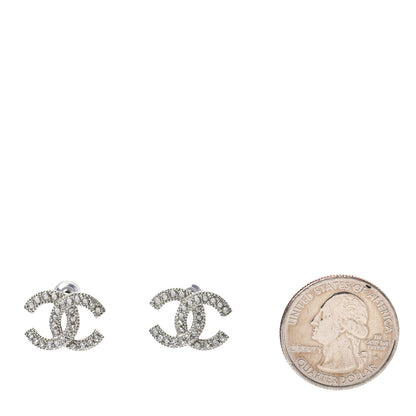 Chanel Crystal CC Earrings Silver 2 of 5