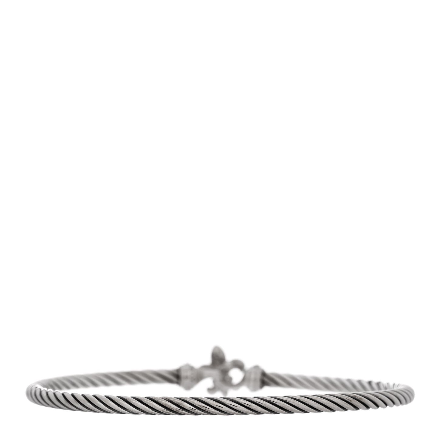 Sterling Silver Diamond 3mm Cable Collectibles Fleur De Lis Bracelet