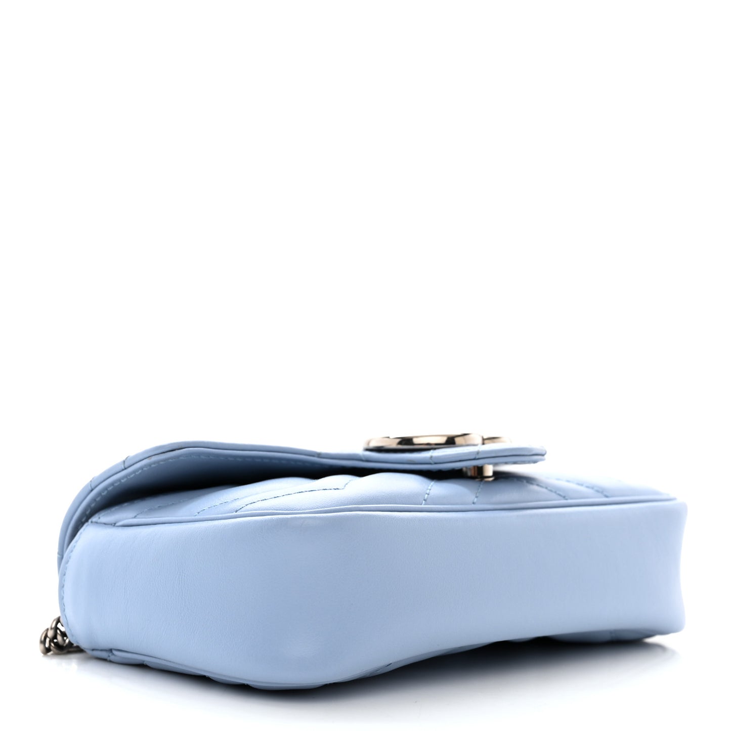 Calfskin Matelasse Super Mini GG Marmont Shoulder Bag Porcelain Light Blue
