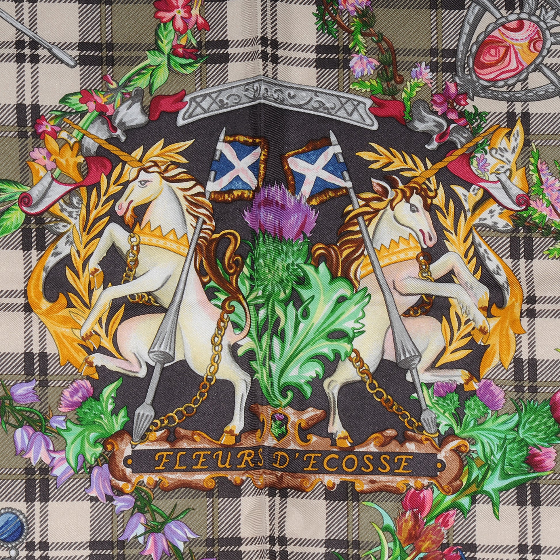 Hermes Silk Fleurs D Ecosse Scarf 90 1 of 5