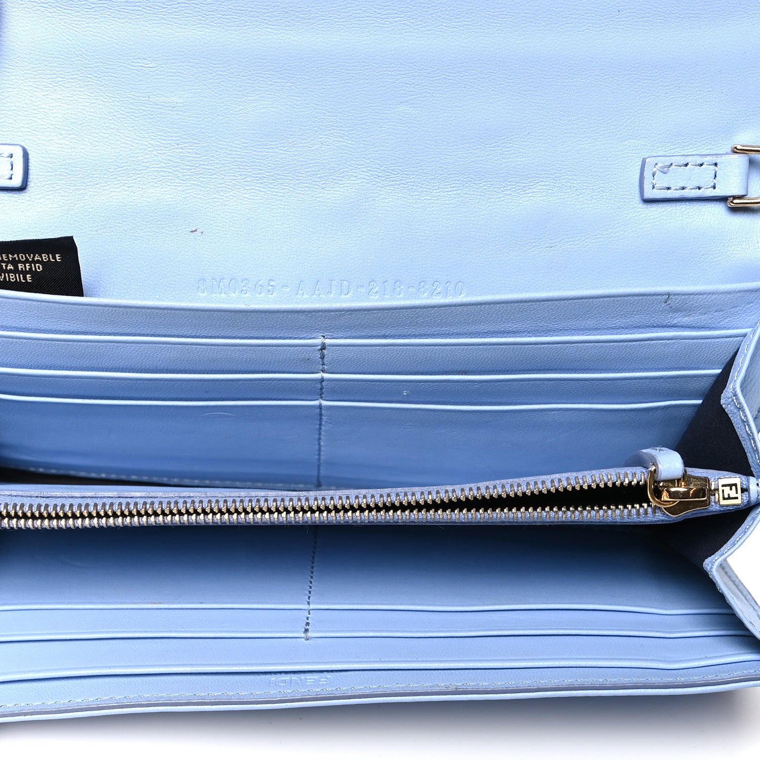 Fendi Nappa Matisse FF Embossed Continental Wallet on Chain Placid Blue 5 of 13