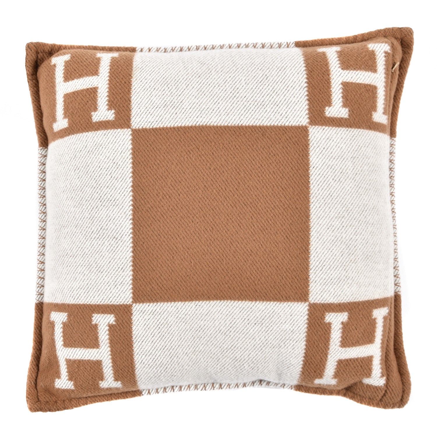 Hermes Wool Cashmere Avalon Pillow PM Ecru Camel 2 of 3