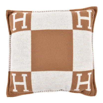 Hermes Wool Cashmere Avalon Pillow PM Ecru Camel 2 of 3