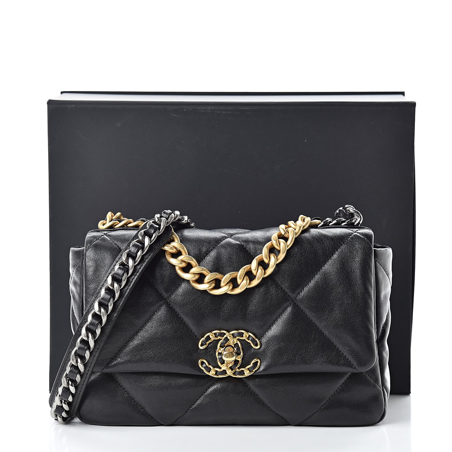 Chanel Lambskin Quilted Medium 19 Flap Black 10 of 10