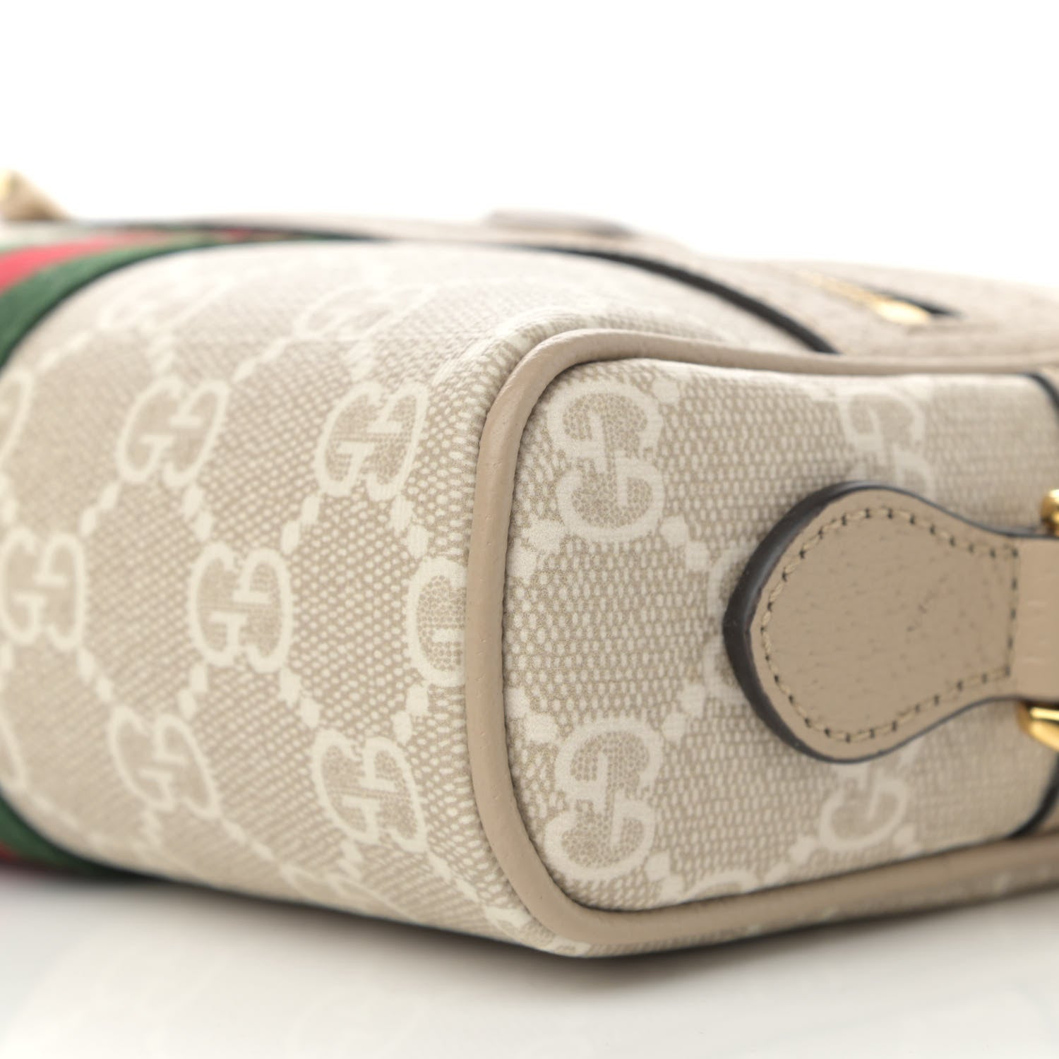 Gucci GG Supreme Monogram Textured Calfskin Web Mini Ophidia Shoulder Bag Beige Mystic White Oatmeal 10 of 11
