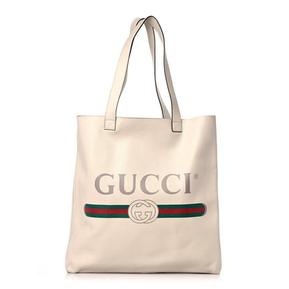 Gucci Calfskin Mens Logo Tote White 1 of 9