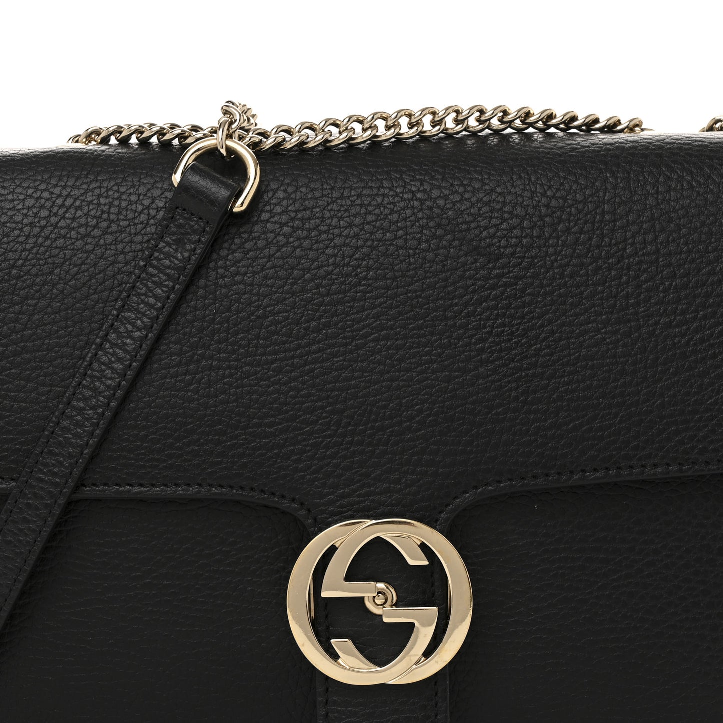 Dollar Calfskin Interlocking G Shoulder Bag Black