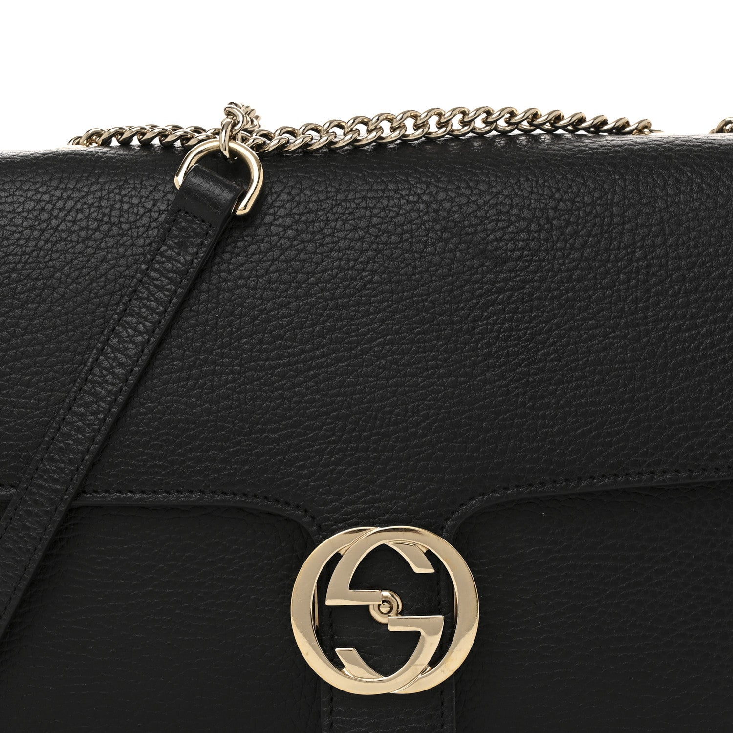Gucci Dollar Calfskin Interlocking G Shoulder Bag Black 9 of 13