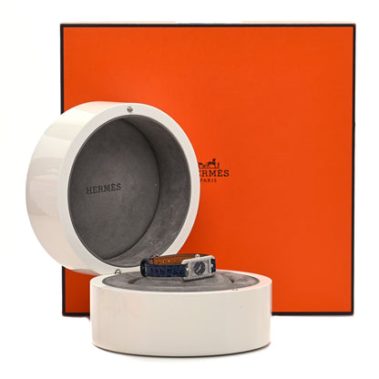 Hermes 18K White Gold Alligator Diamond Aventurine 17mm Nantucket Quartz Watch Bleu Saphir 5 of 5