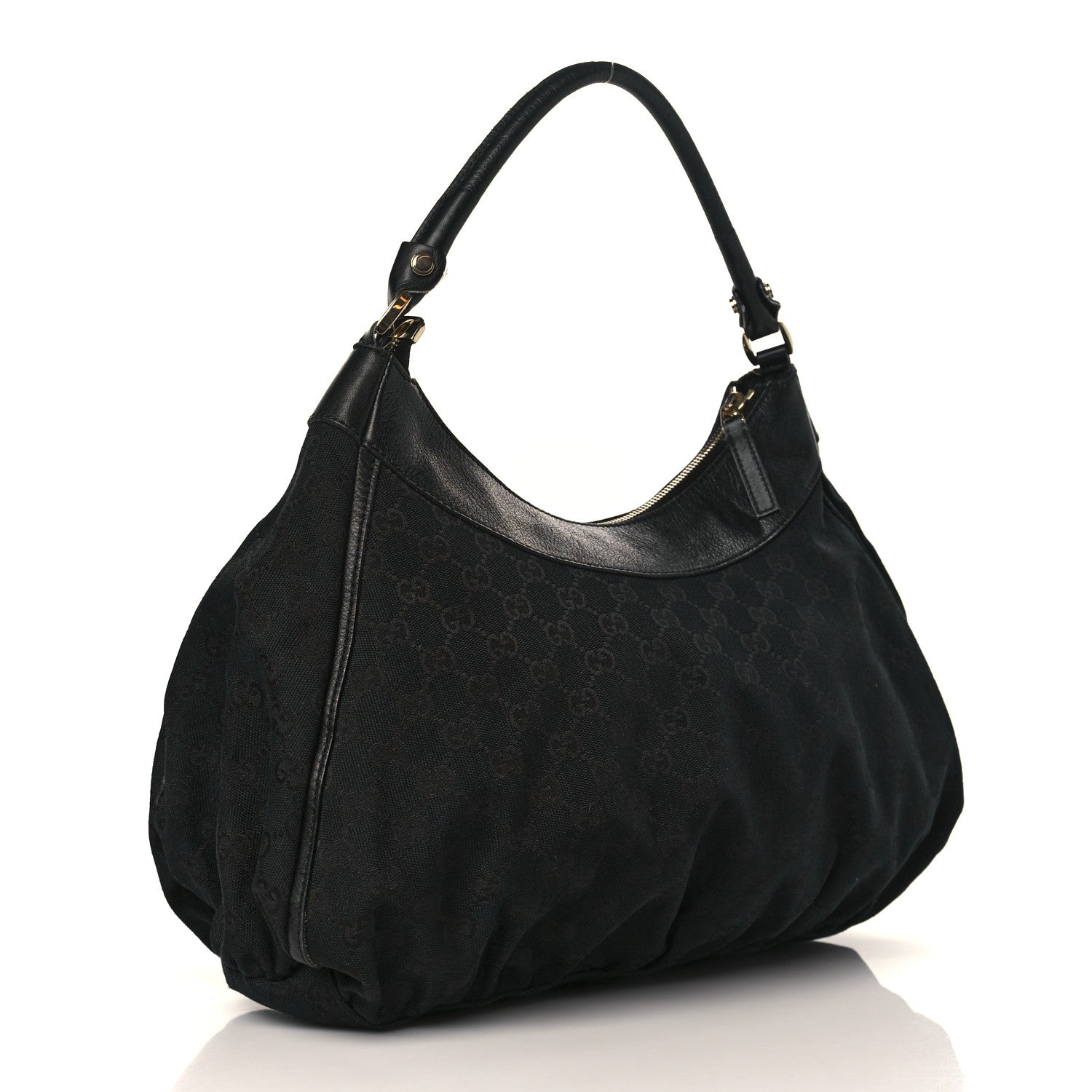 Gucci Monogram Large D Gold Ring Hobo Black 3 of 11