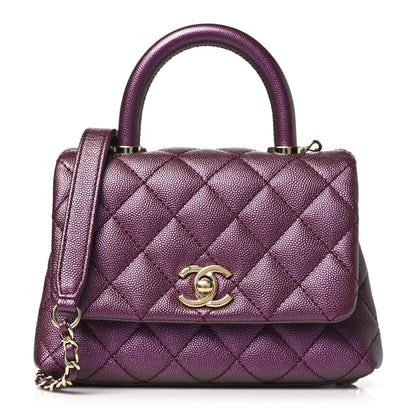 Chanel Iridescent Caviar Quilted Extra Mini Coco Handle Flap Purple 1 of 10