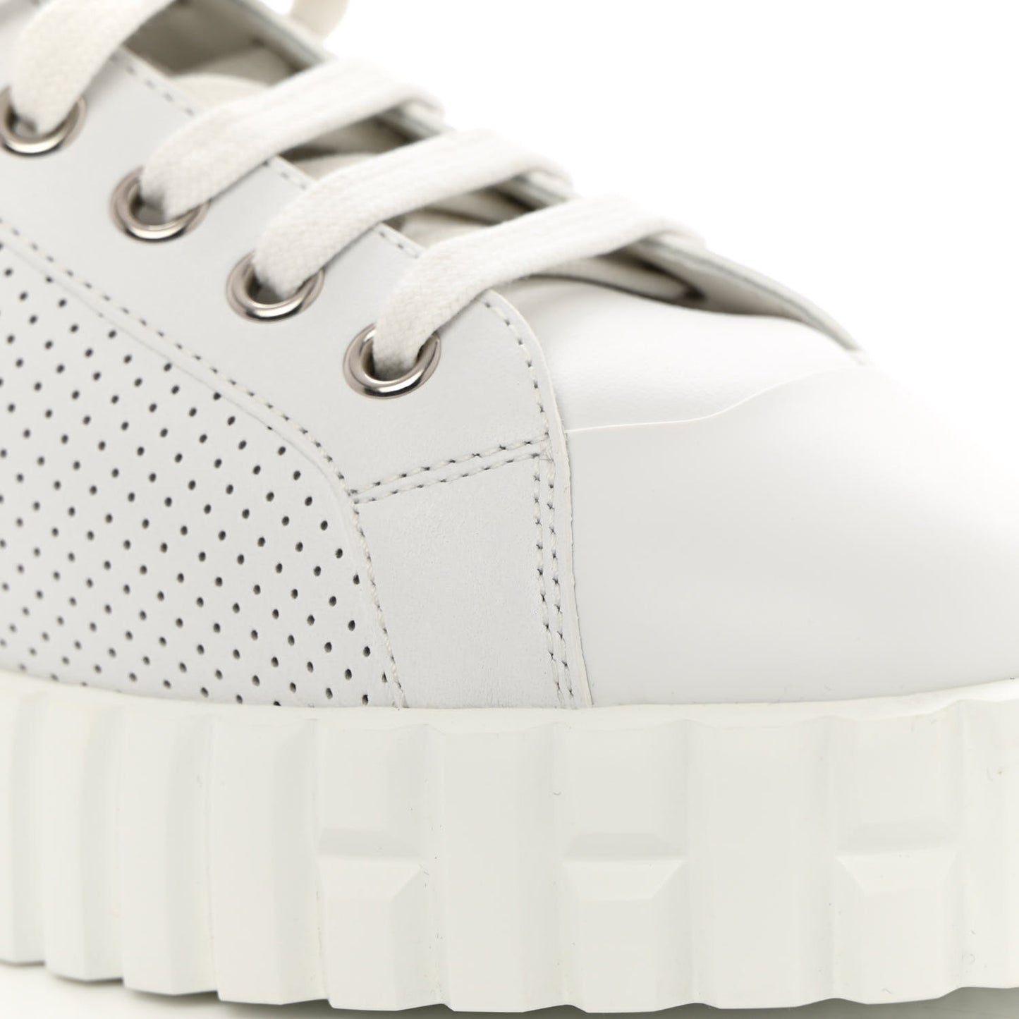 Perforated Calfskin Cross Sneakers 37.5 White