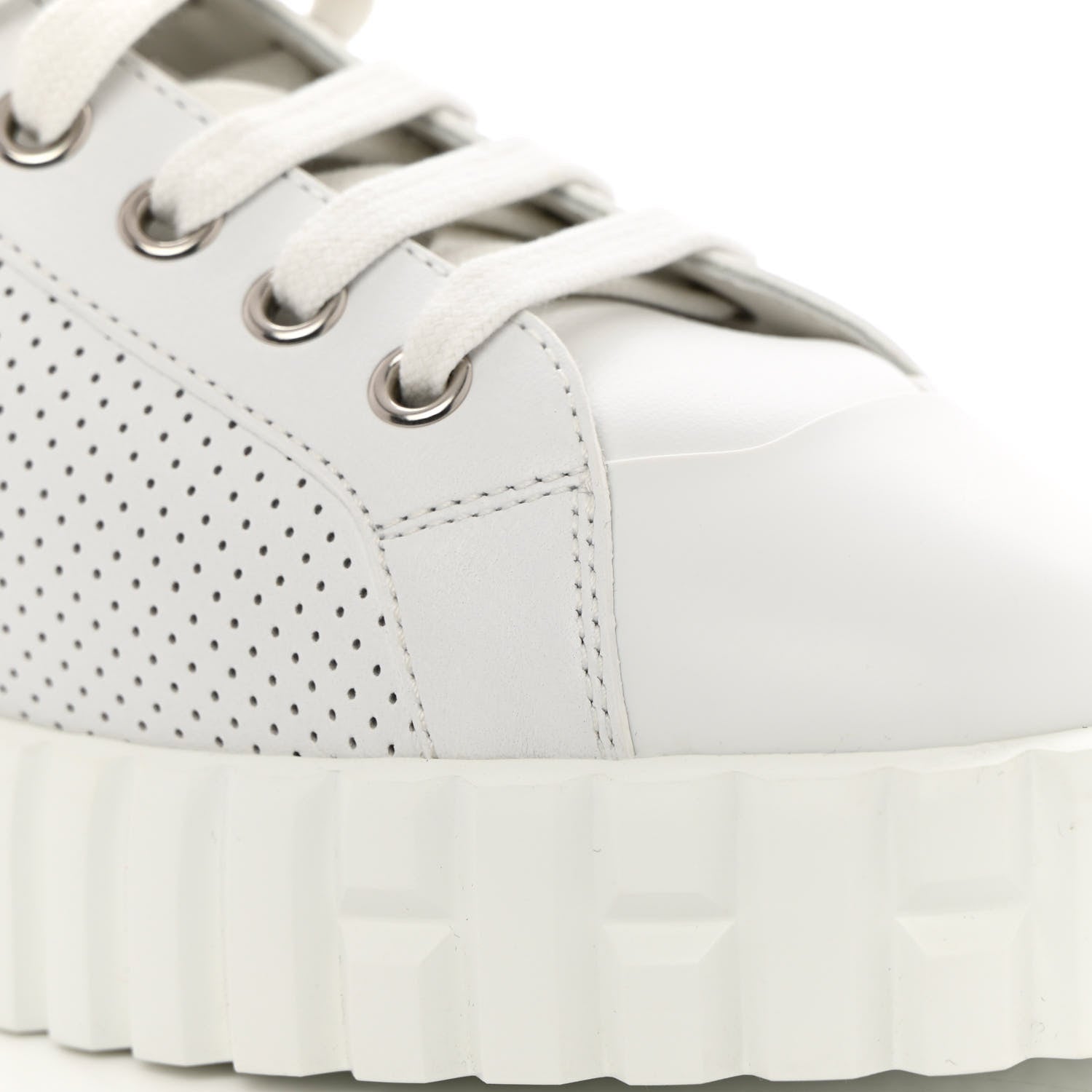 Hermes Perforated Calfskin Cross Sneakers 37.5 White 7 of 10