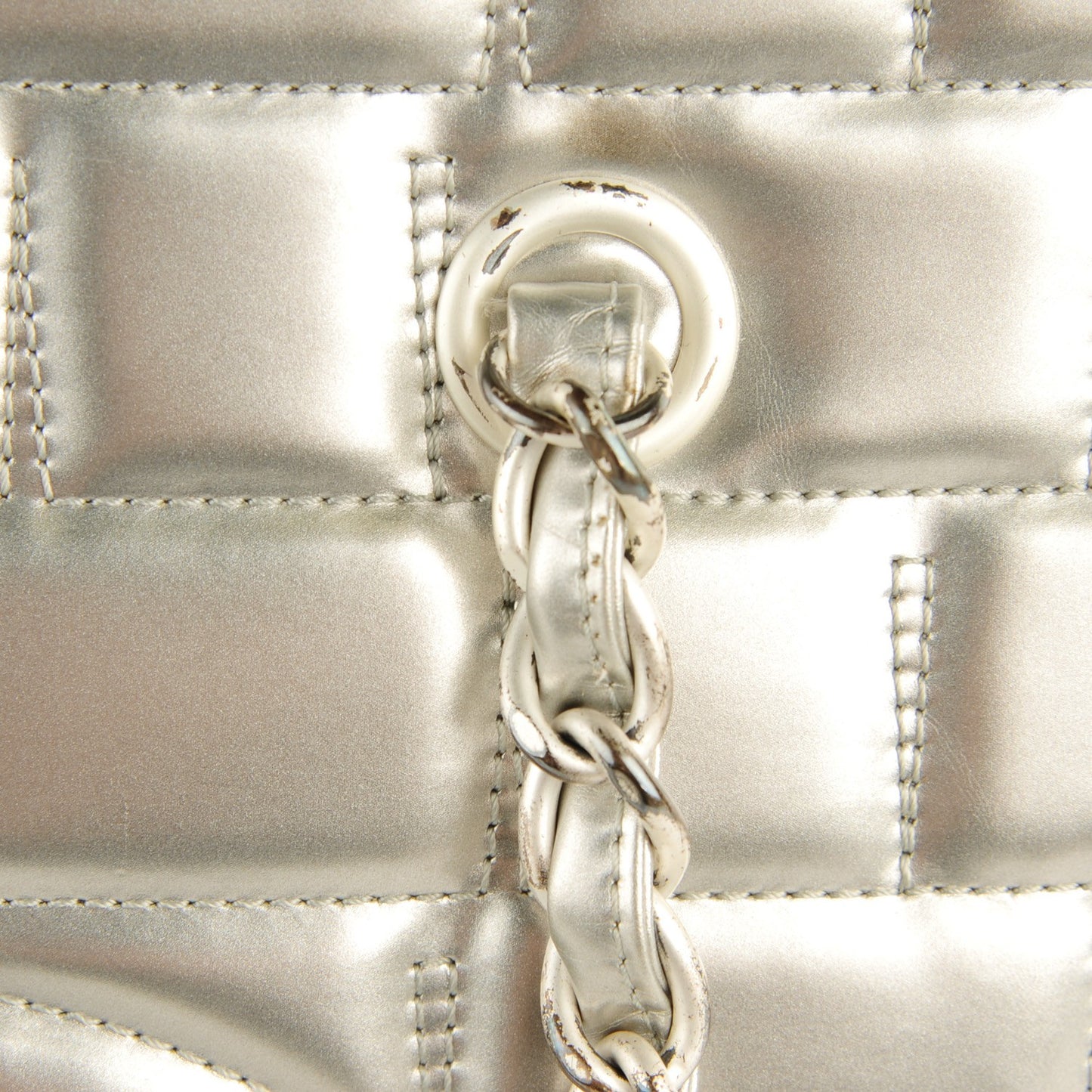 Vinyl Quilted Large Frozen Tote Silver