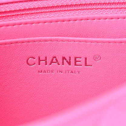 Chanel Lambskin Quilted Mini Rectangular Flap Neon Pink 6 of 11