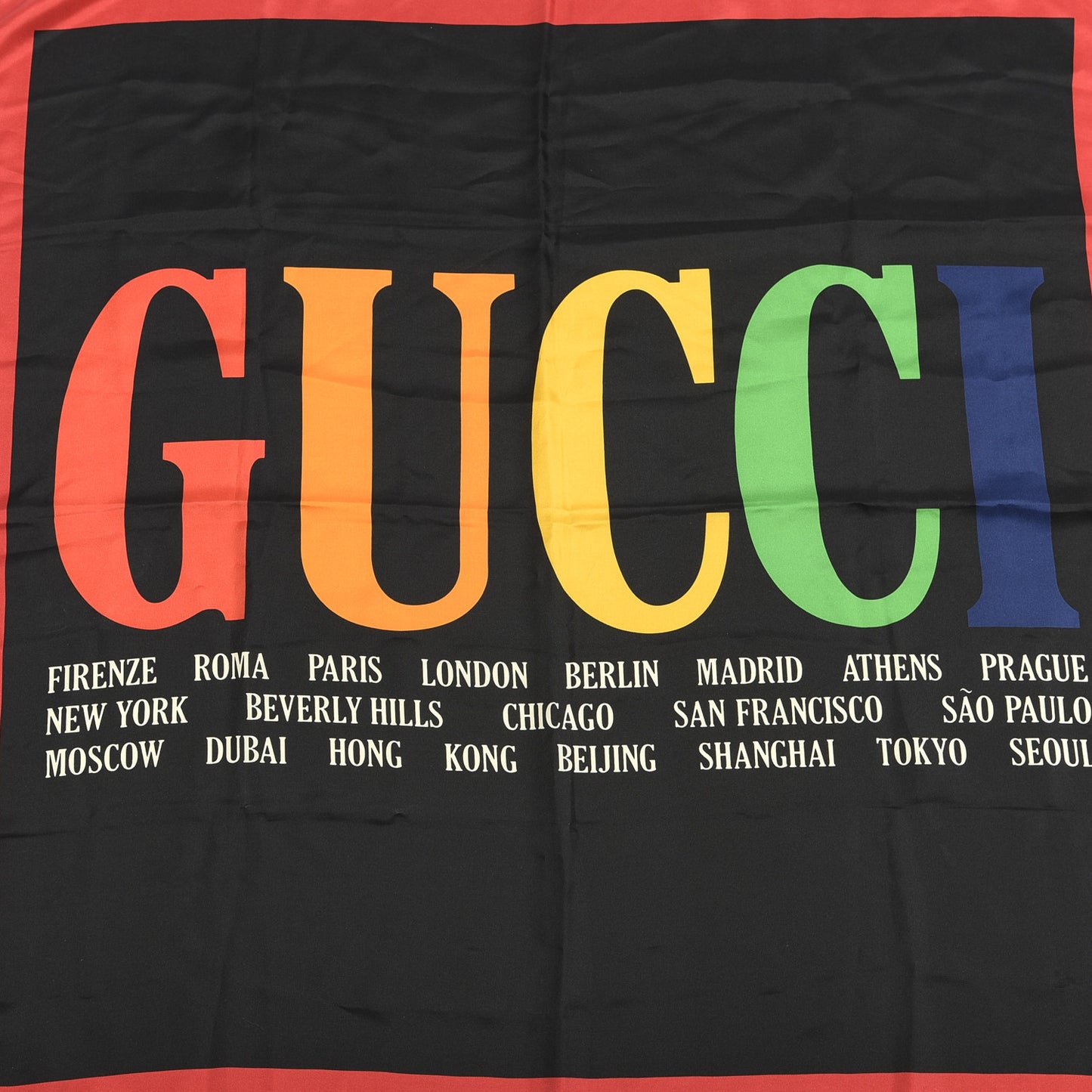 Silk Gucci Multiworld Square Scarf Black Multicolor