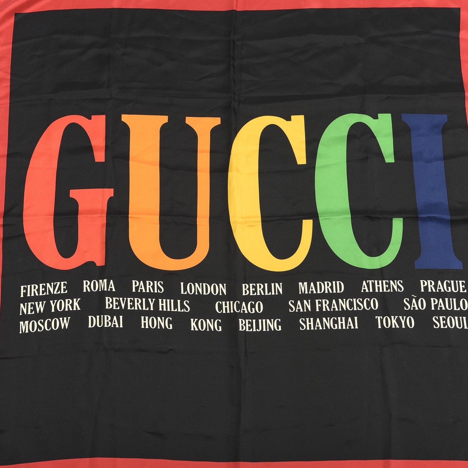 Gucci Silk Gucci Multiworld Square Scarf Black Multicolor 3 of 3