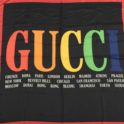 Gucci Silk Gucci Multiworld Square Scarf Black Multicolor 3 of 3