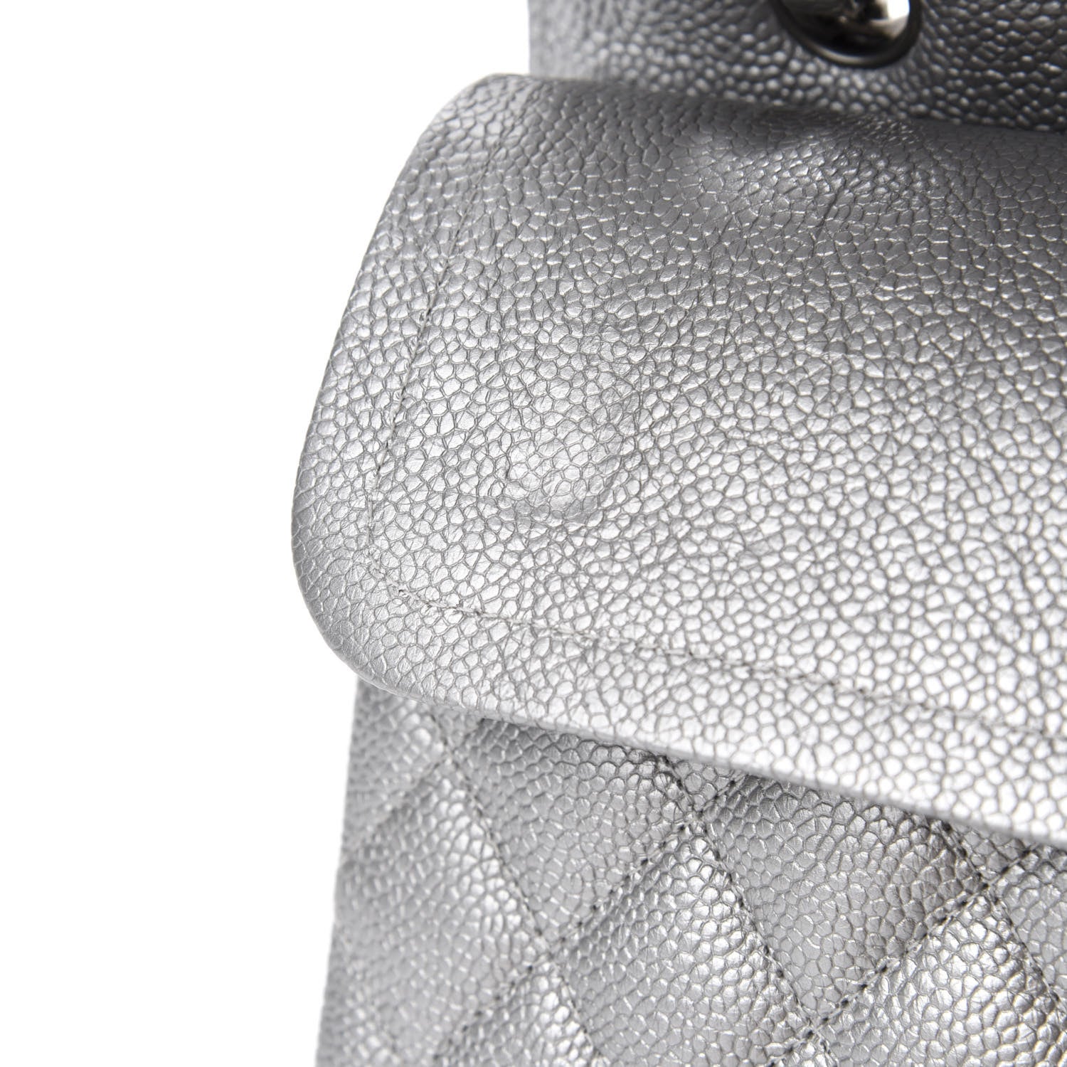 Chanel Metallic Caviar Quilted Medium Double Flap Silver 8 of 12