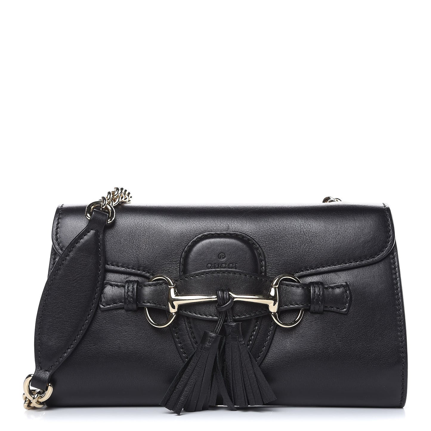 Smooth Calfskin Small Emily Chain Shoulder Bag Black