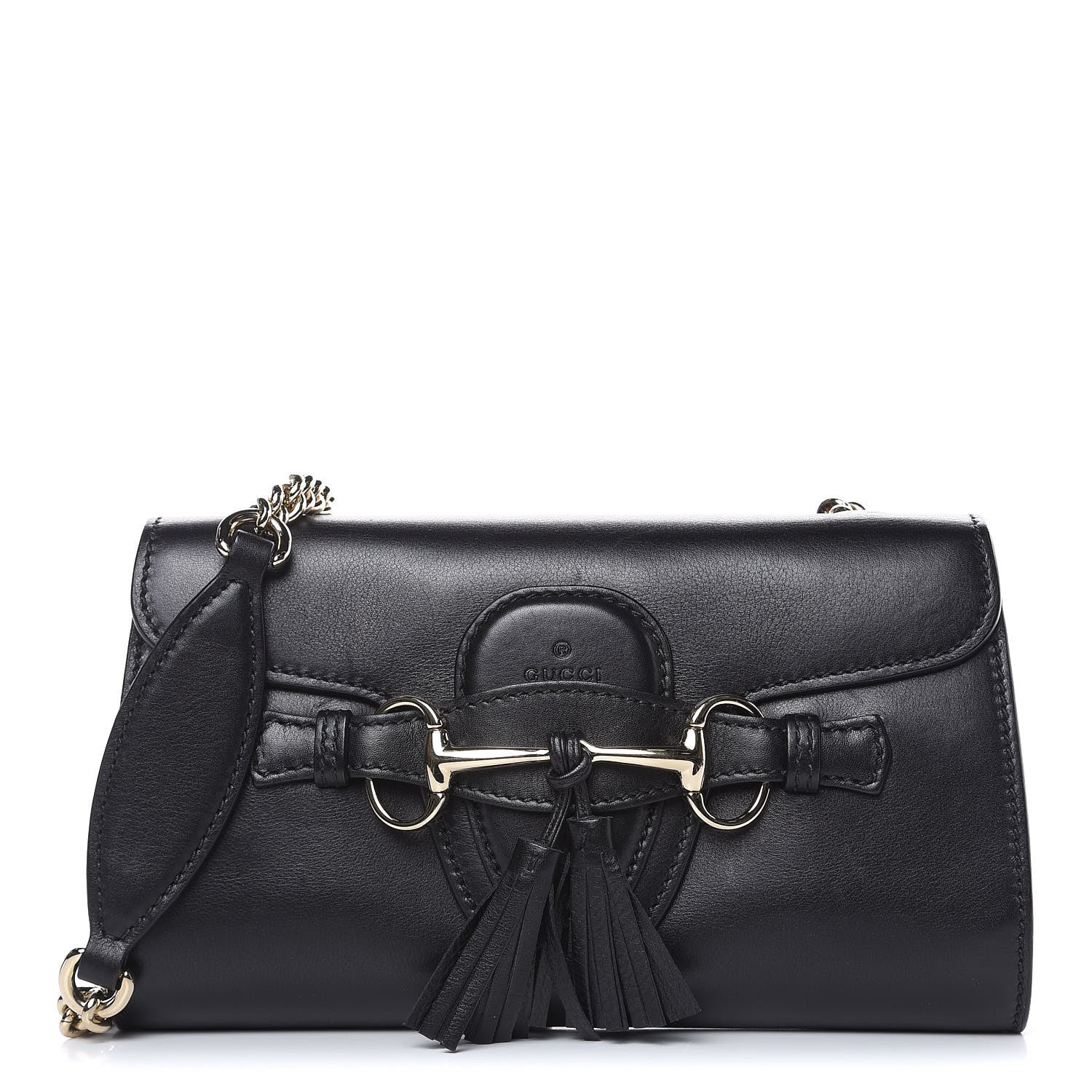 Gucci Smooth Calfskin Small Emily Chain Shoulder Bag Black 1 of 14