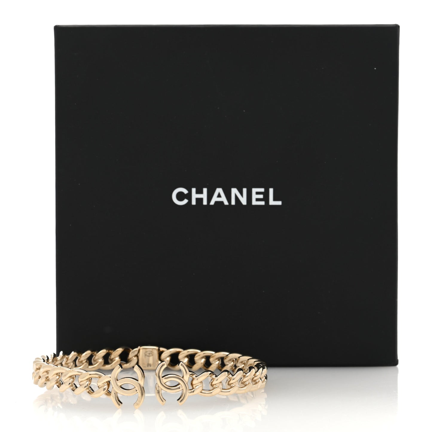 Metal CC Chain Link Choker Necklace M Gold