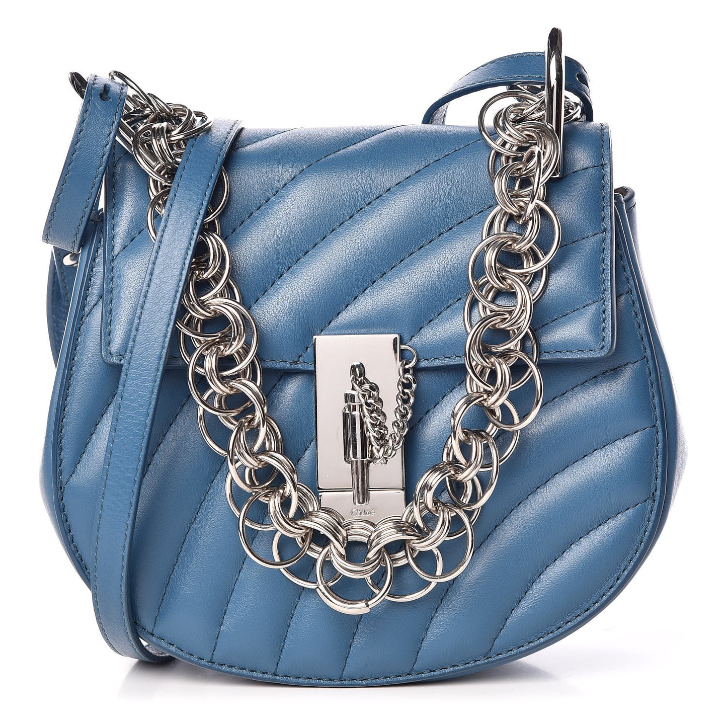 Calfskin Quilted Mini Drew Bijou Shoulder Bag Vinyl Blue