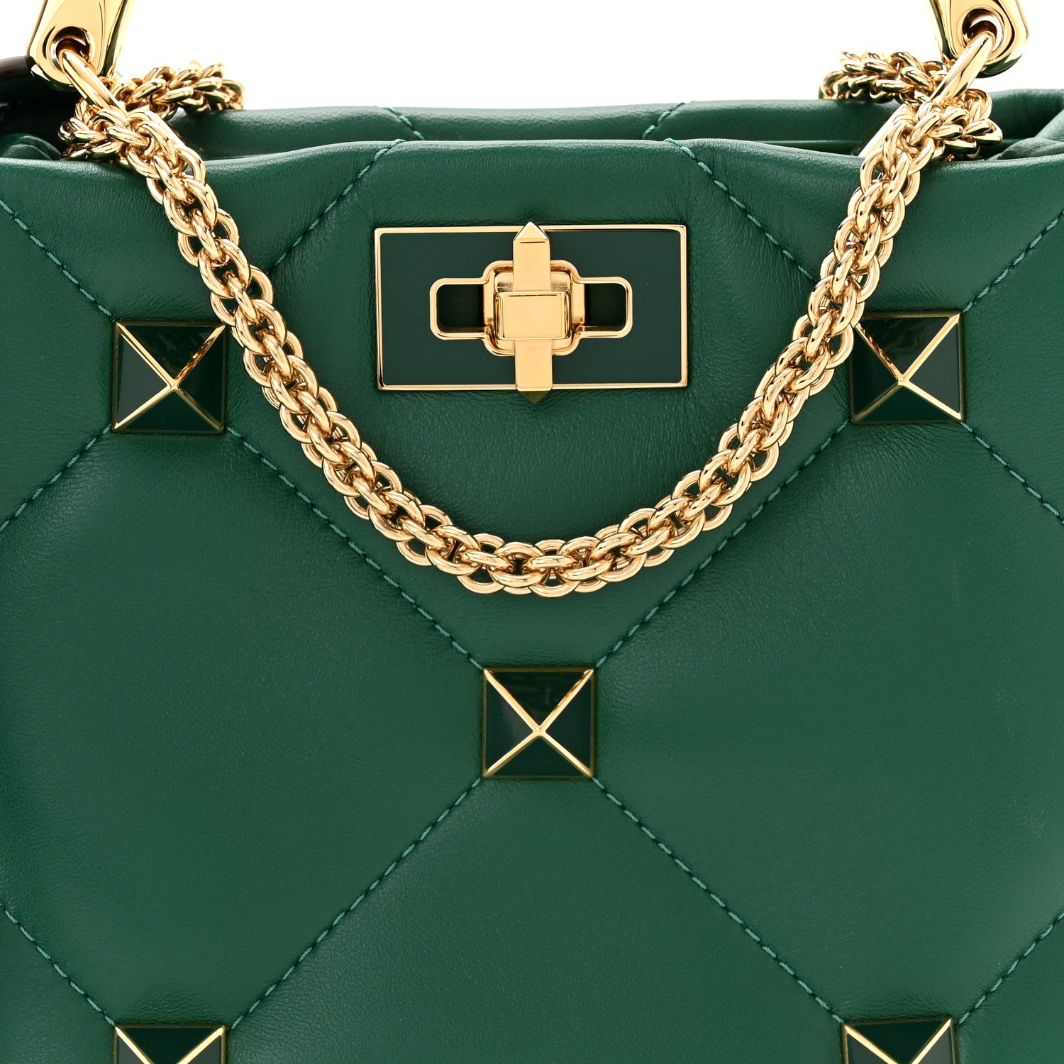 Valentino Garavani Nappa Enamel Small Roman Stud The Handle Bag Jungle 7 of 9