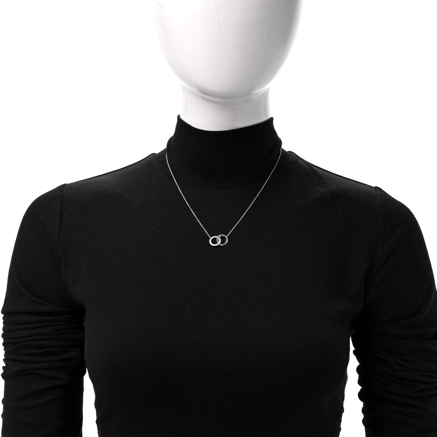 Tiffany 18K White Gold Diamond Double Interlocking Circles Pendant Necklace 2 of 6