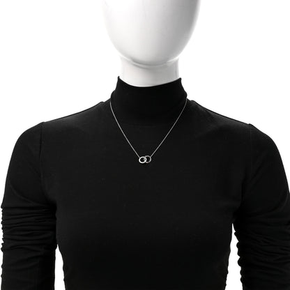 Tiffany 18K White Gold Diamond Double Interlocking Circles Pendant Necklace 2 of 6