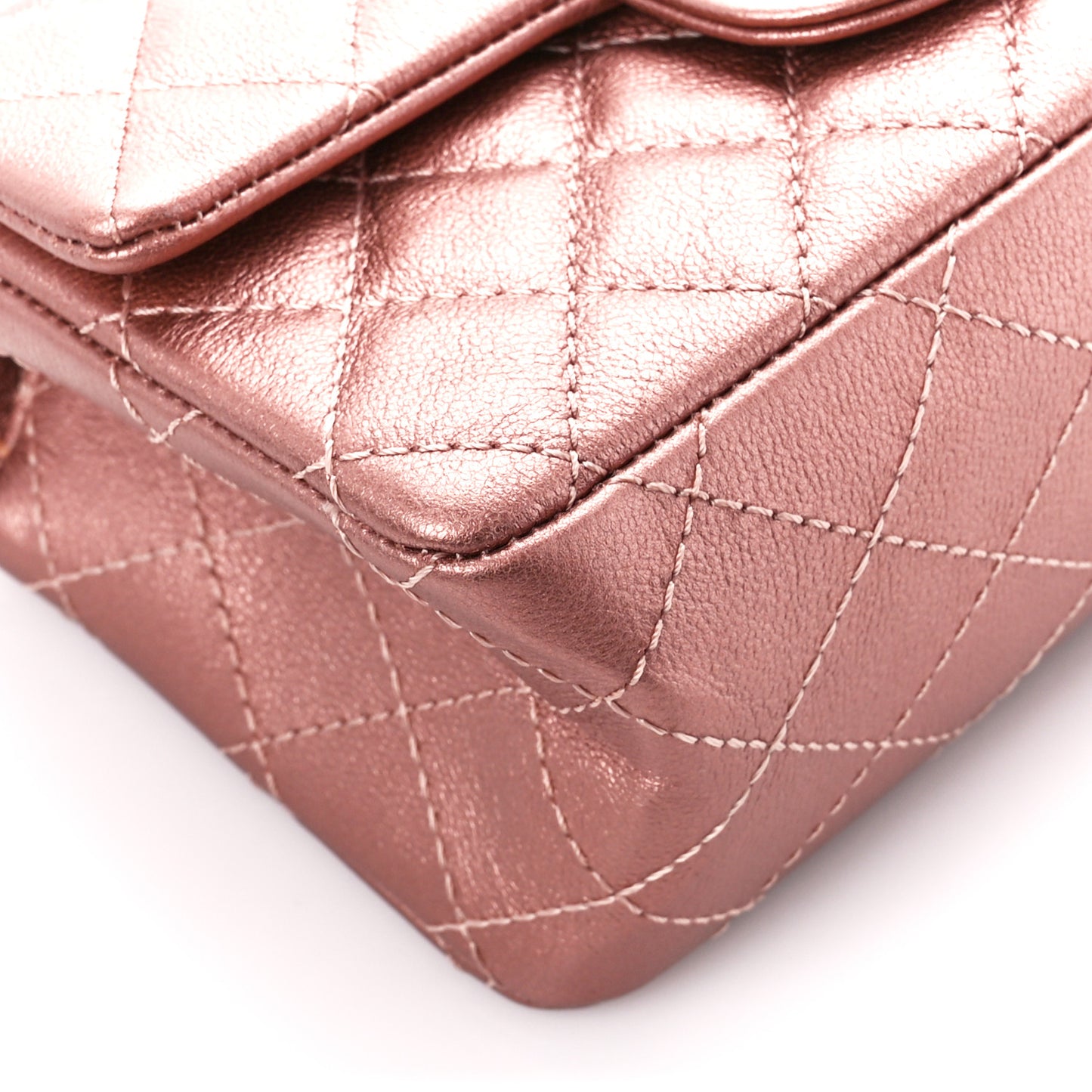Metallic Grained Calfskin Quilted 2.55 Reissue Mini Flap Copper Pink
