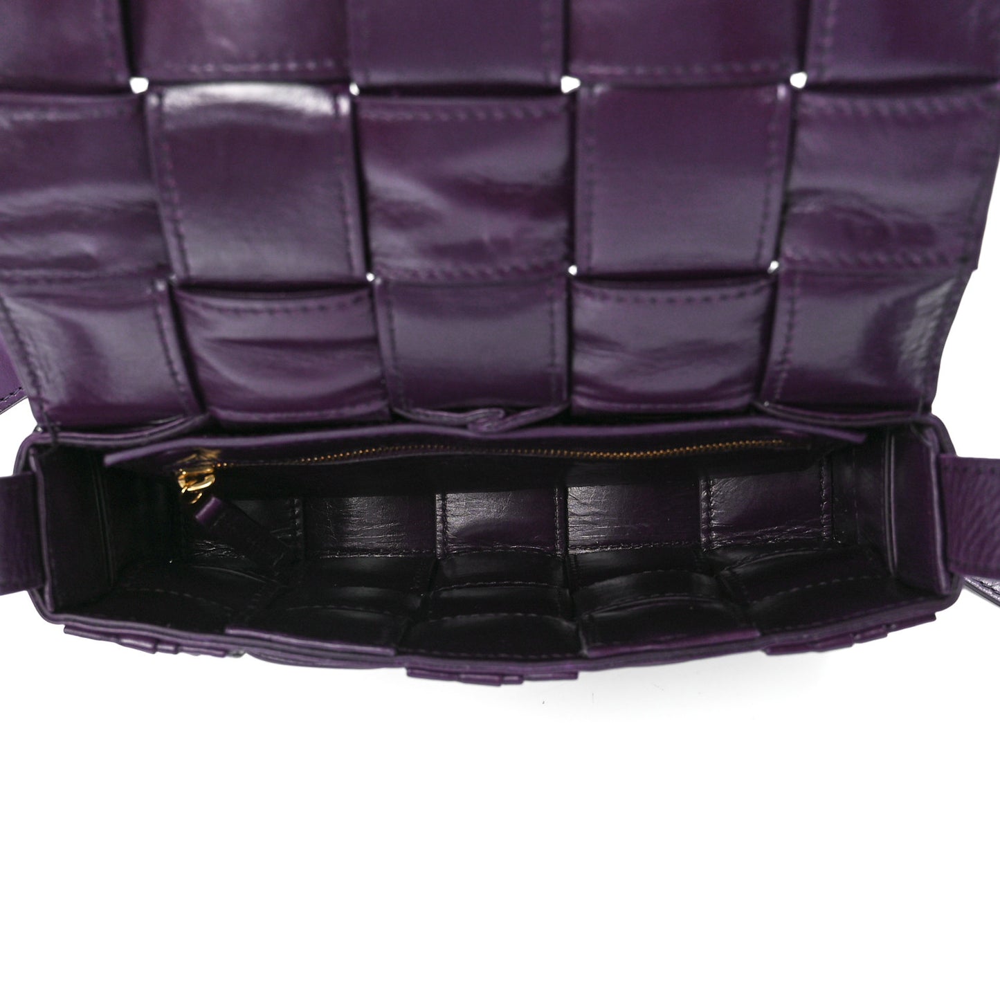 Calfskin Intreccio Plisse Cassette Crossbody Bag Dark Mystic