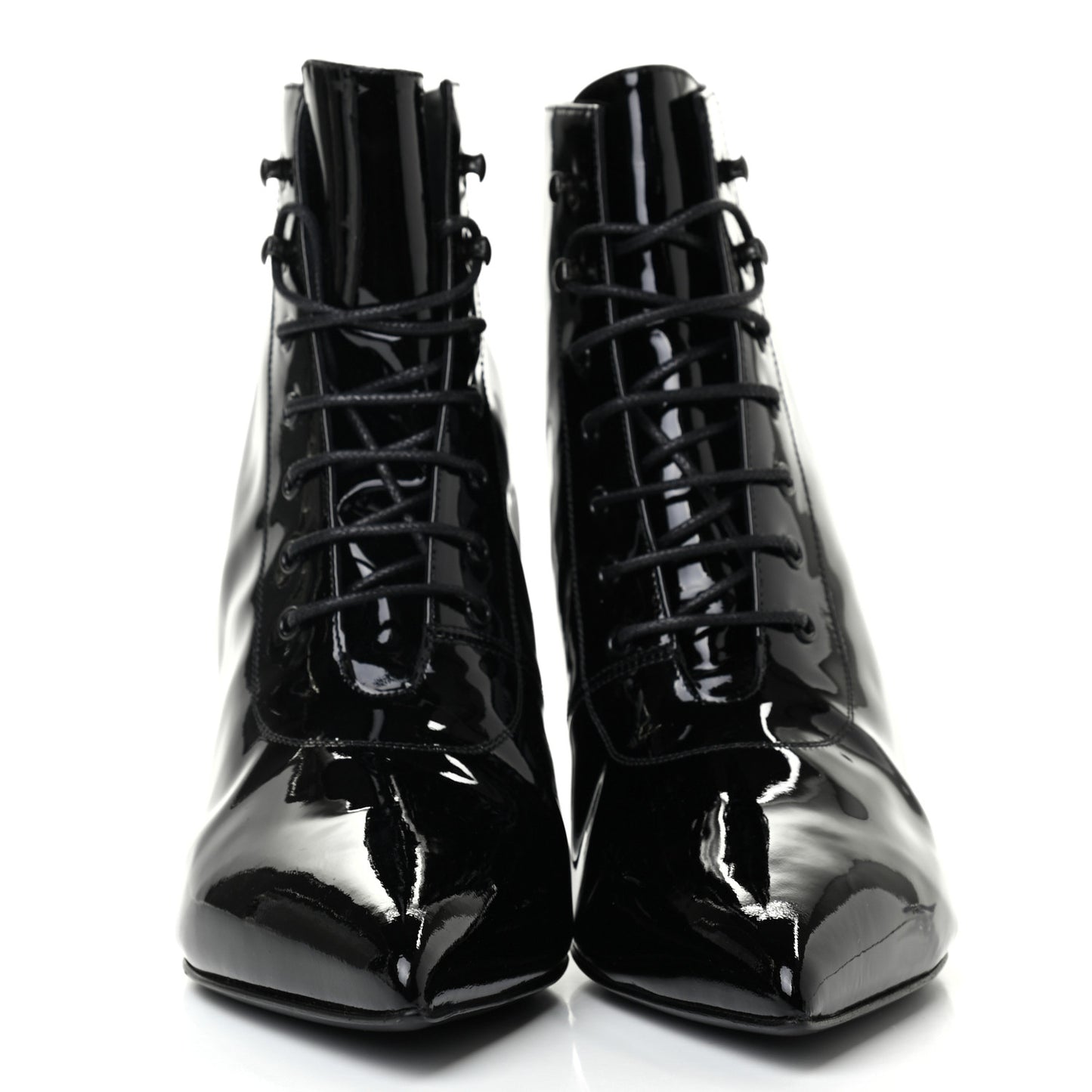 Patent Calfskin Cat 50 Laced Boots 37.5 Black