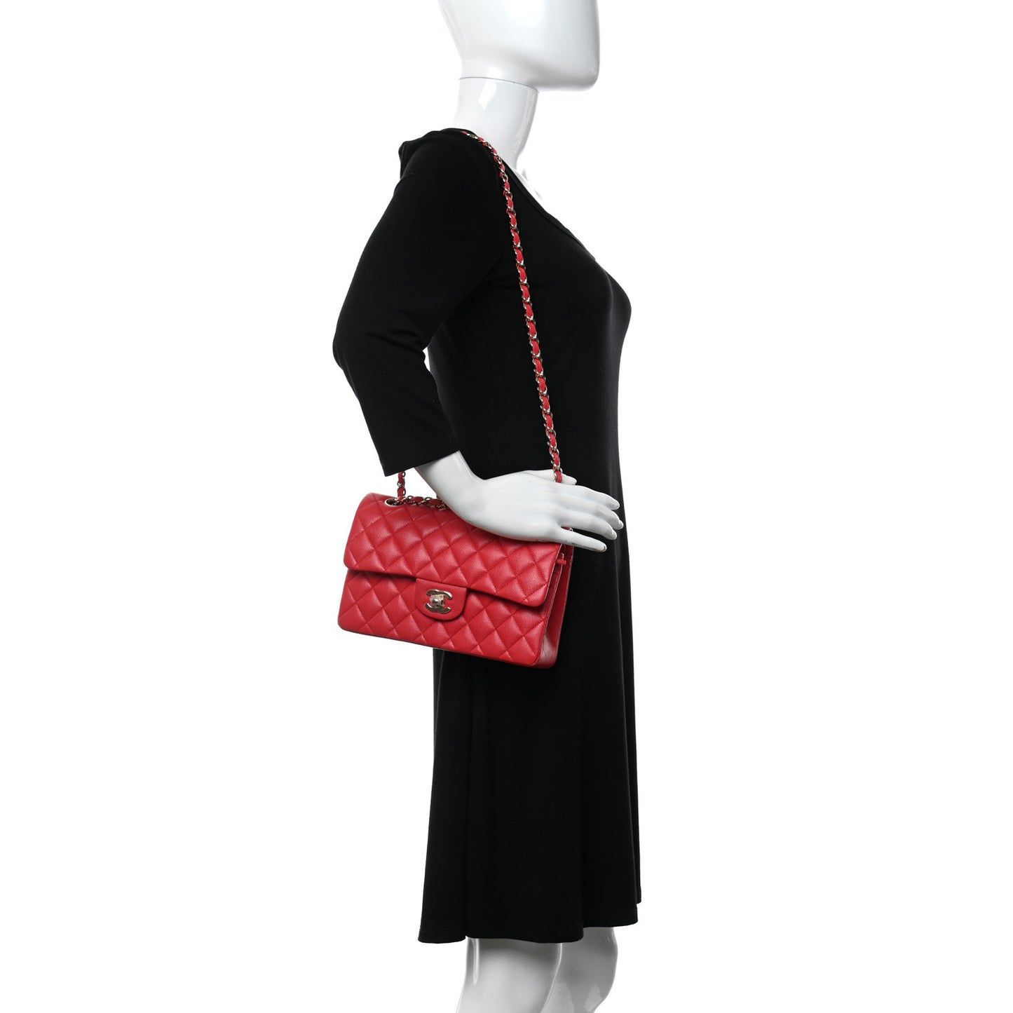 Caviar Quilted Small Double Flap Red