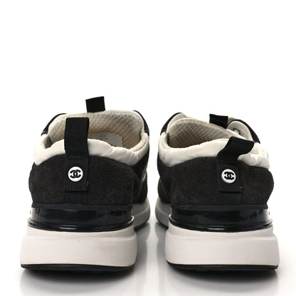 Chanel Nylon Suede Calfskin CC Sneakers 39.5 White Dark Grey 5 of 10