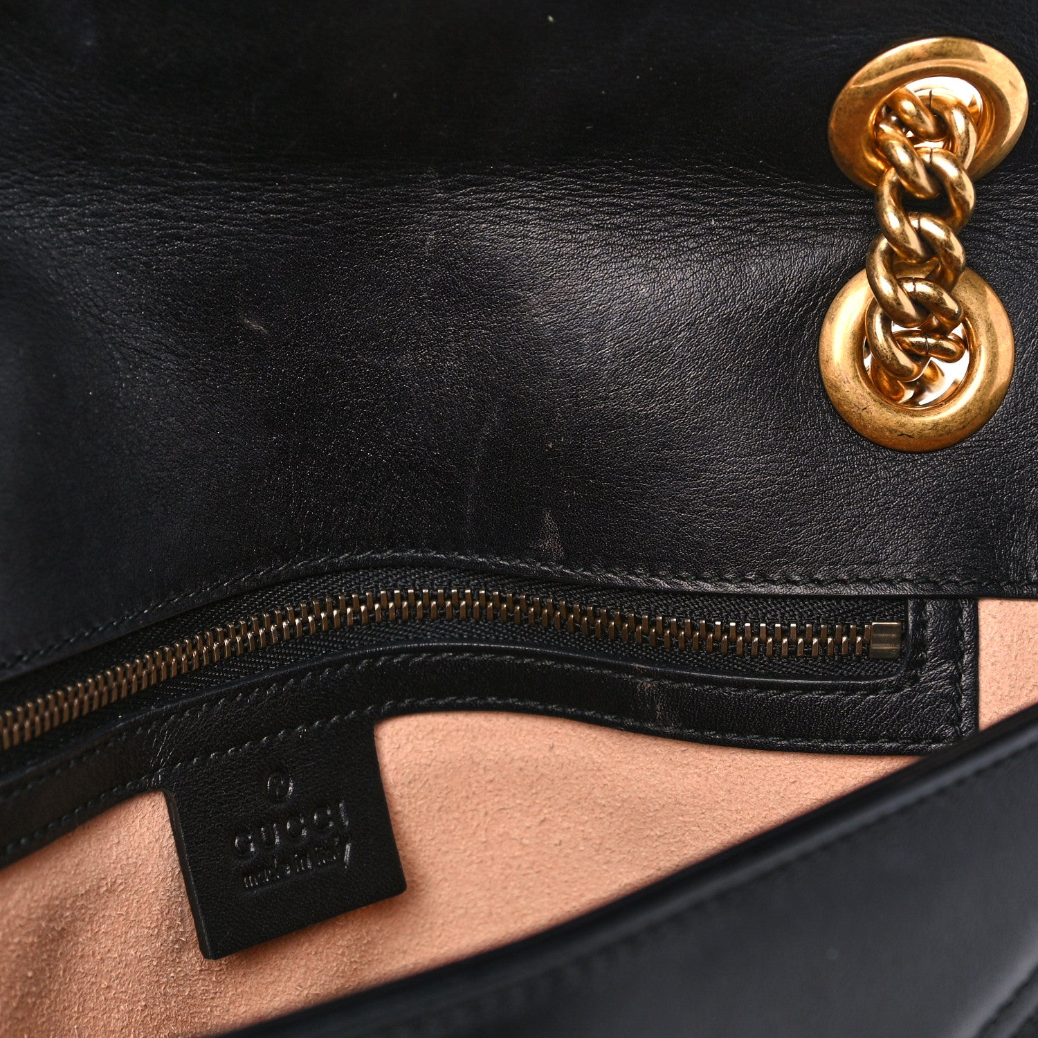 Gucci Calfskin Matelasse Small GG Marmont Shoulder Bag Black 9 of 14