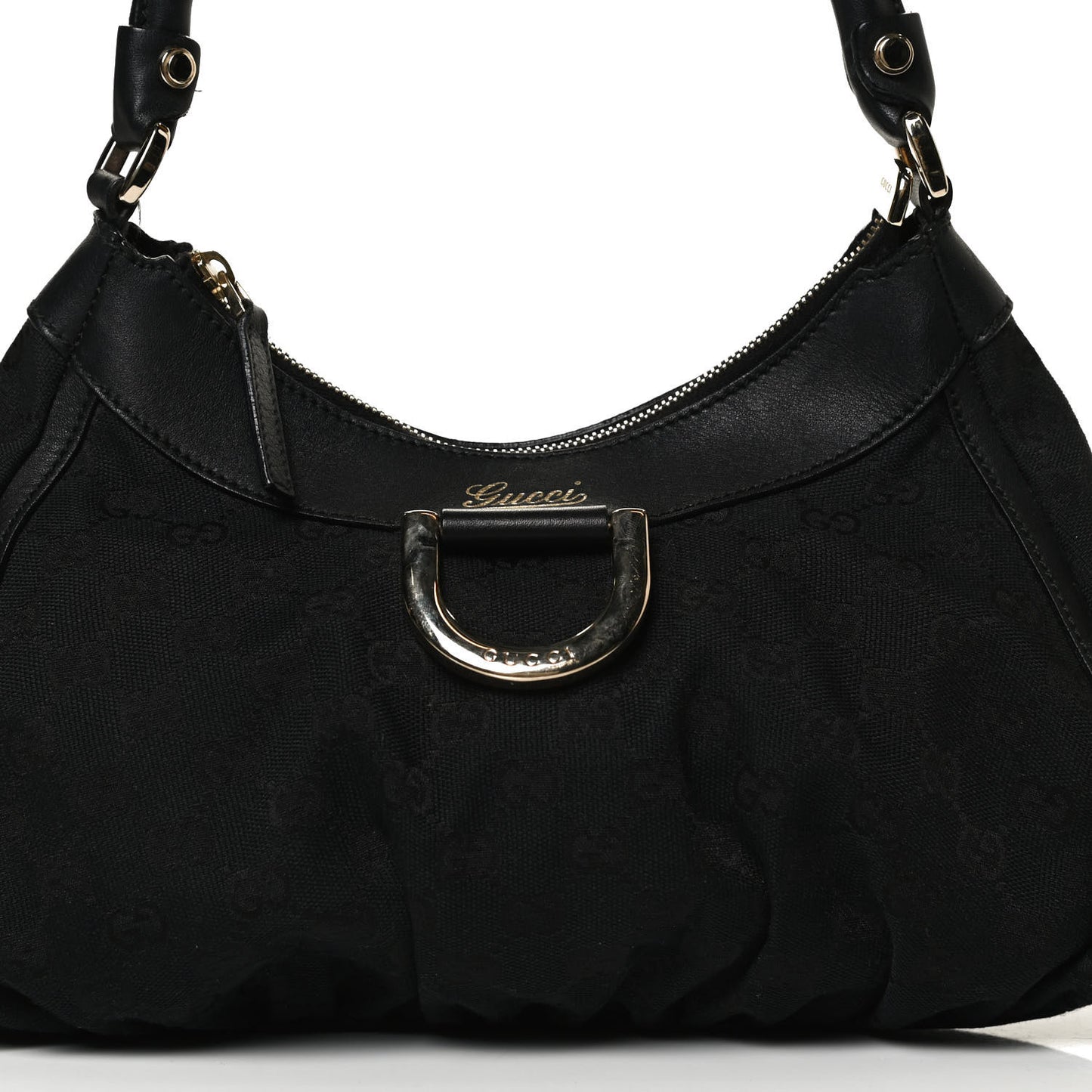Monogram Medium D Gold Ring Hobo Black
